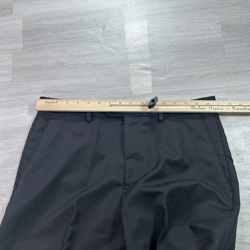 NEW Paul Fredrick Pants Mens 34x32 Black Microfiber Dress Slacks PA150IL